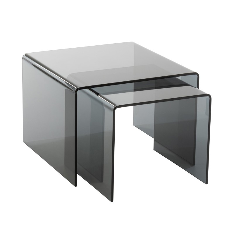 SIDE TABLE SMOKE SET OF 2 SMOKED GLASS - CAFE, SIDE TABLES